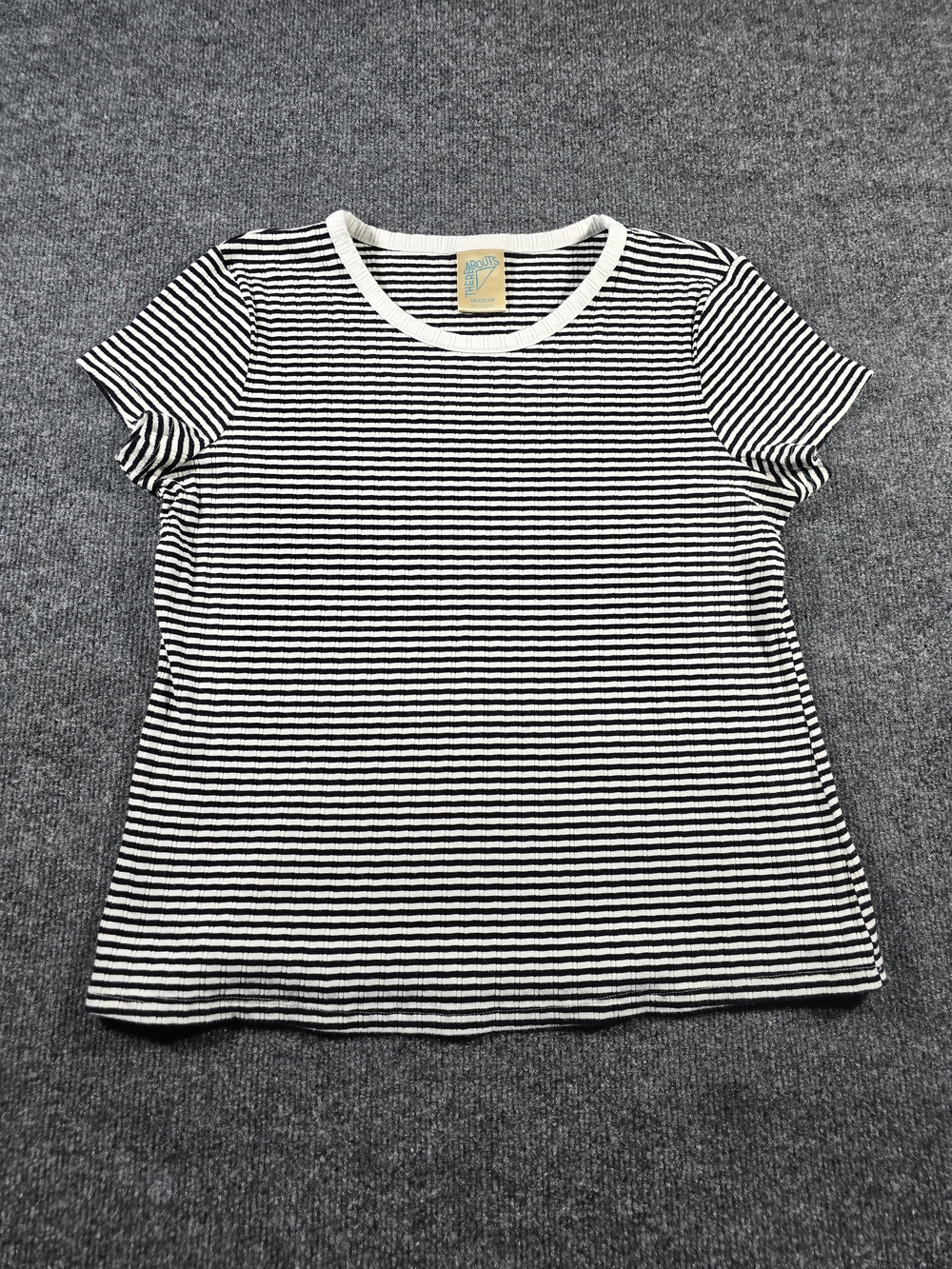 Thereabouts Black White Ribbed Stripe T Shirt Women’s 3XL Plus Size Casual Tee